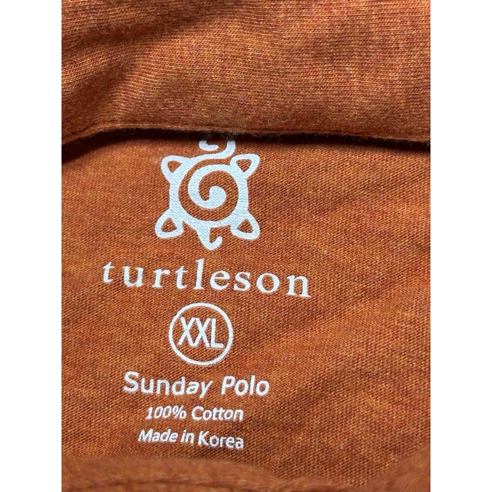 Turtleson Sunday Golf Polo Shirt Mens XXL 2XL Orange Performance Preppy Casual - Picture 3 of 9